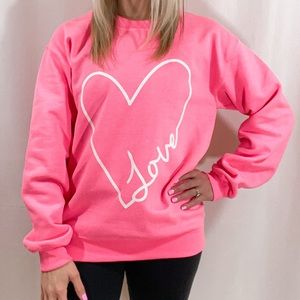 Women’s Pink Heart Sweatshirt Size Small and Medium available